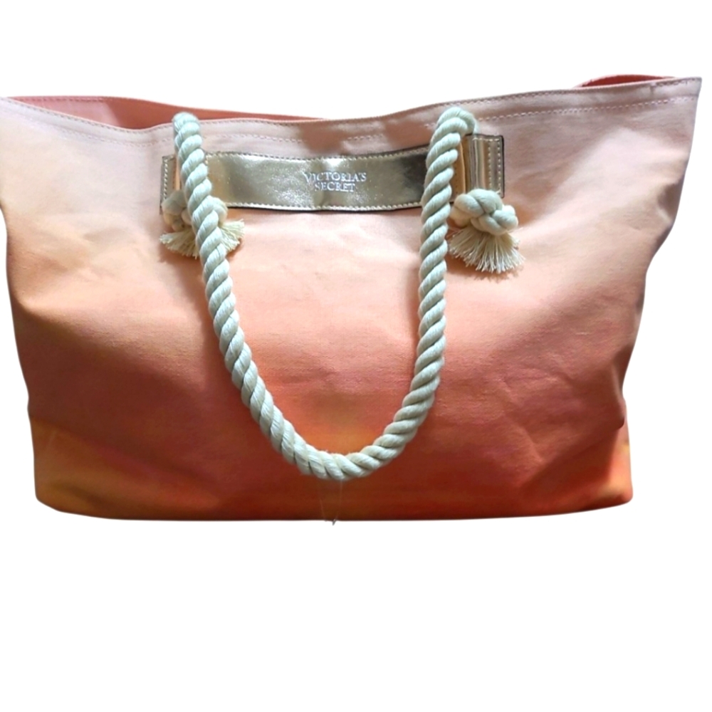 Victoria's Secret Pink and Orange Totes with Nautical Rope Handles NWT